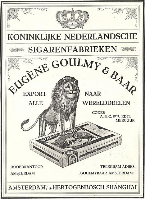 Pagina grote advertentie van Eugène Goulmy & Baar in het Kerstnummer van De Prins 1922
