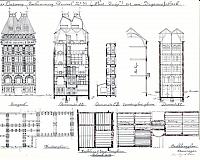 Doorsnede sigarenfabriek Goulmy & Baar.Beschrijving van de indeling en functie van de ruimtes<P> zie foto 1 artikel Zondagsblad 11 november 1894.