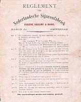 Het reglement laat aan duidelijkheid niets te wensen over,je kijkt nu wel naar een huishoudelijk reglement van 1894 van de fabriek Rokin 31 te Amsterdam.150 sigarenmakers.artikel 10 GSM thuis laten...