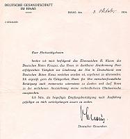Deze brief hoort bij de Deutschen Roten Kreuzes Urkunde II klasse.