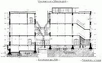 Afb.7.3 Tekening van de in 1907 door de architecten W.G.Welsing en W.te Riele Gzn.ontw.fabrieksuitbreiding,doorsnede A-B (tek pive P.G). Het nie...
