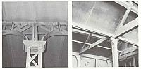 Detail foto van dak constructie de linker foto metaalconstructie van Arc.Stornebrink en rechter hout en beton constructie van Arc.Welsing en ten Riele.1898 en 1908.