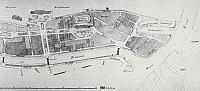 afb.10 Stadsuitbreiding 't 't Zand,omstreeks 1910.Rechter gedeelte van een tekening van het uitbreidingsplan van `s-Hertogenbosch aan de westzijde.Rechtsoven het terrein waar de sigarenfabriek is...