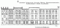 Afb.7 Tekening van de in 1907 door de architecten W.G.Welsing en W.te Riele Gzn.ontw.fabrieksuitbreiding,voorgevel westzijde(tek prive P.G. DE SIGARENFABRIEK GOULMY EN...