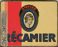 Dit is een blikje van Madame Recamier eerst geexporteerd naar Nederlandsch Indie en ook weer terug gekomen.Het is van na 1922 volgens de banderol2421    Sigaren- en Sigarettenmag. "Viribus Audax", Krui...